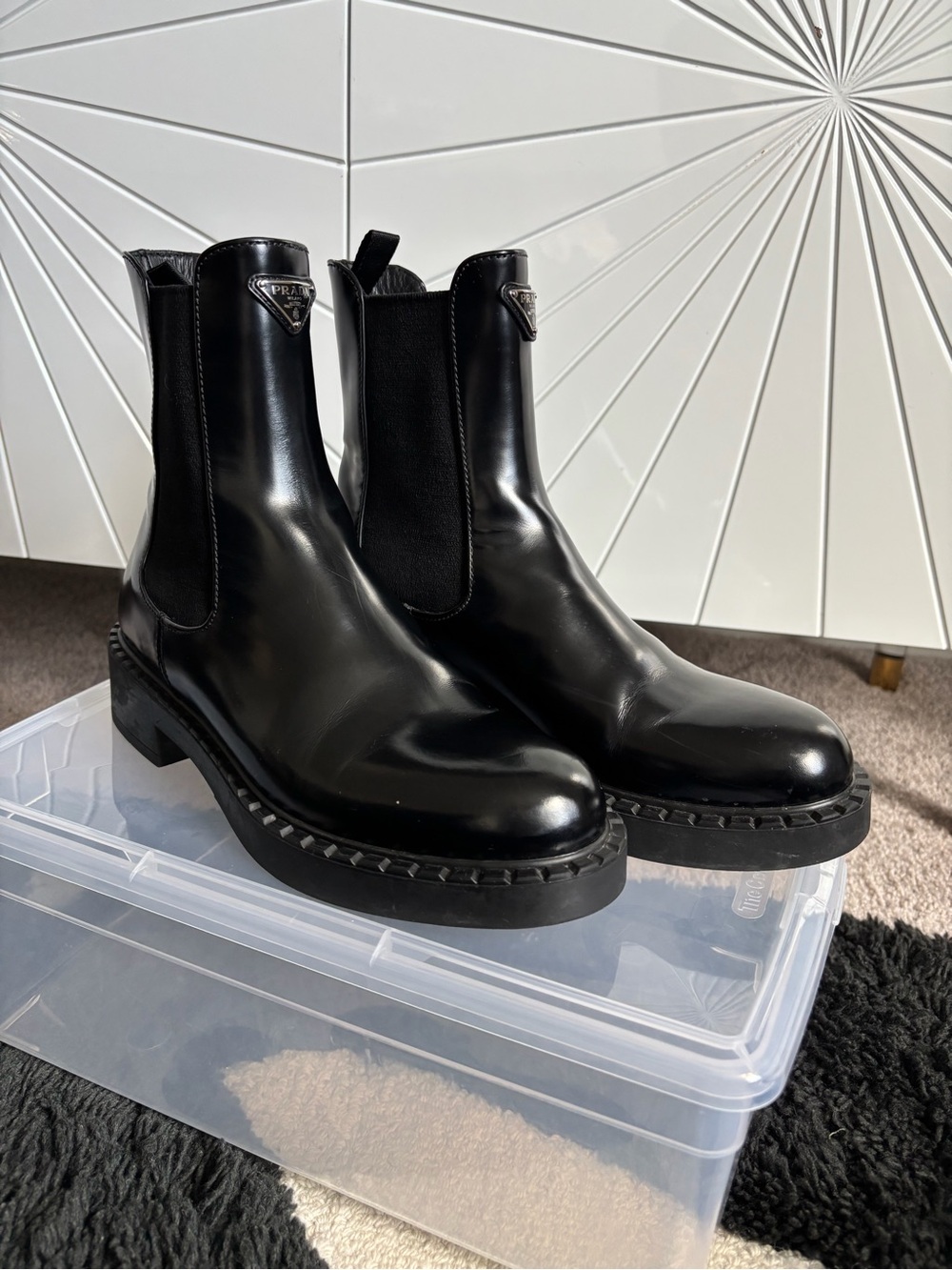 Prada Black Leather Chelsea Boots | EU 39.5 | Authentic | Excellent Condition